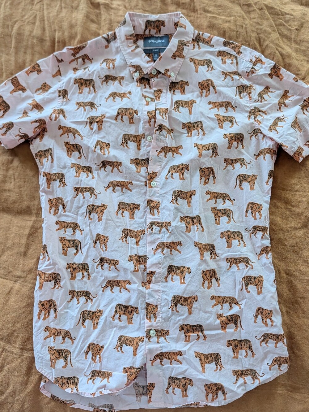 Bonobos Pink Shirt with Orange Tiger Print